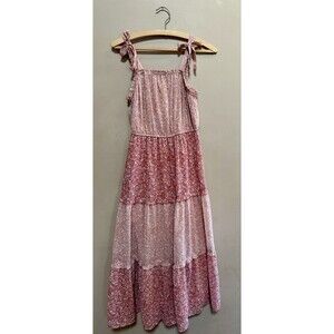 Sincerely Jules Pink Floral Dress Size M Peasant‎ Boho Cottage Prairie Bow Strap